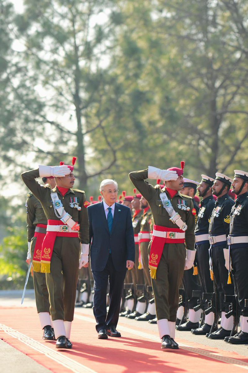 President of Kazakhstan Kassym-Jomart Tokayev receives Guard of Honour at Prime Minister's House.