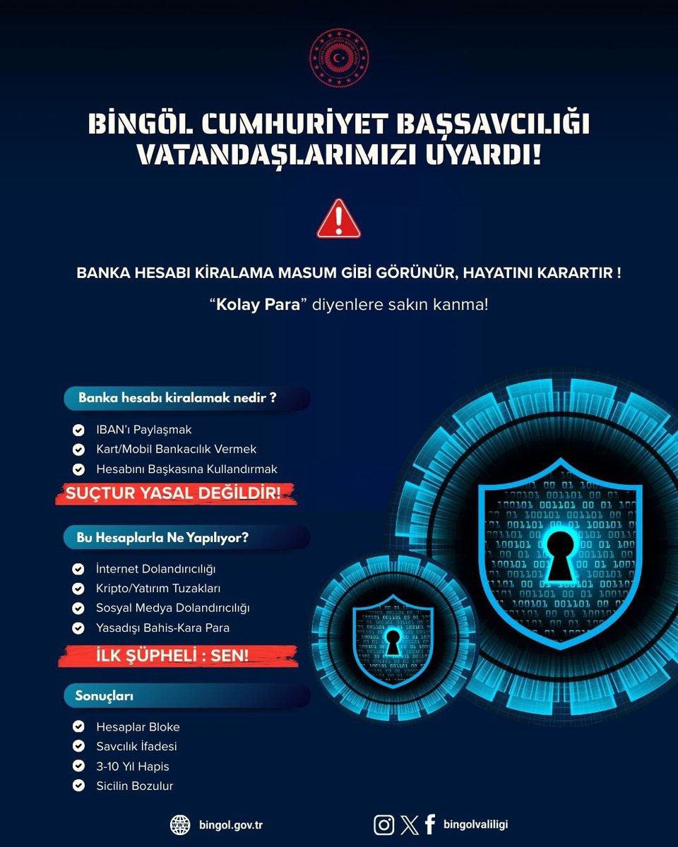 bingolvaliligi's tweet photo. Bingöl Cumhuriyet Başsavcılığı Vatandaşlarımızı Uyardı!

@celikcahit 
#BingölValiliği https://t.co/PyoLgLaGLD