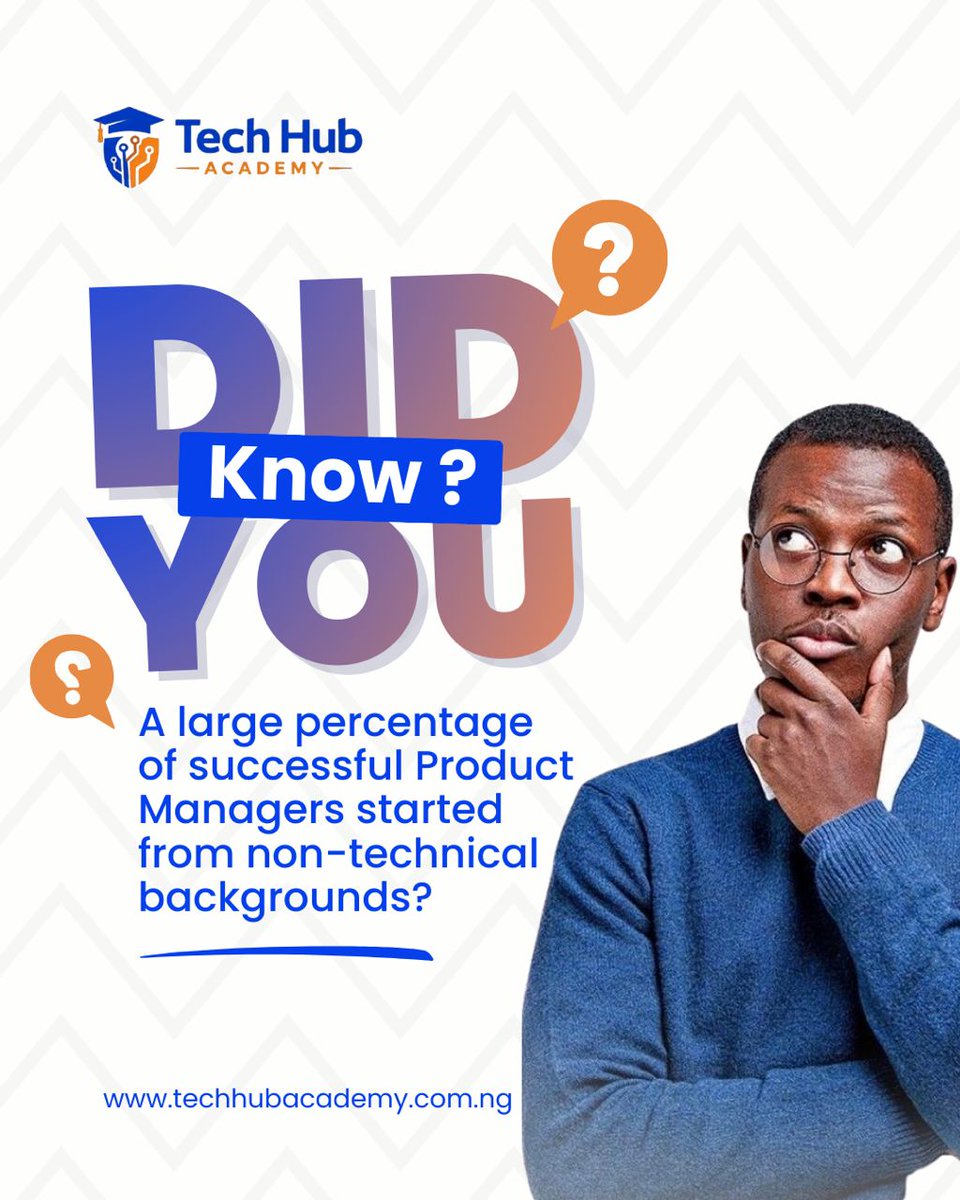 techhubacademy_'s tweet photo. Did you know this? 👀

You don’t need a technical background to become a successful Product Manager.

Many PMs started as:

• Marketers
• Analysts
• Customer support reps
• Founders
• Career switchers with zero tech experience https://t.co/7gSN1Xi1xh