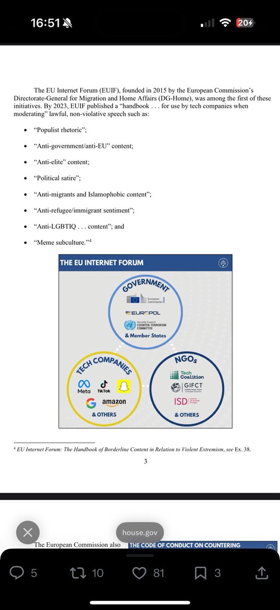 DaveAtherton20's tweet image. It seems @ofcom is working in tandem with the EU in censoring X. Revealed by the House @JudiciaryGOP  🇺🇸 it is further alleged that the EU interfered in 8 elections. 

It's most interested in censoring:

-“Populist rhetoric” 
- “Anti-government/anti-EU content” 
- “Anti-elite”…