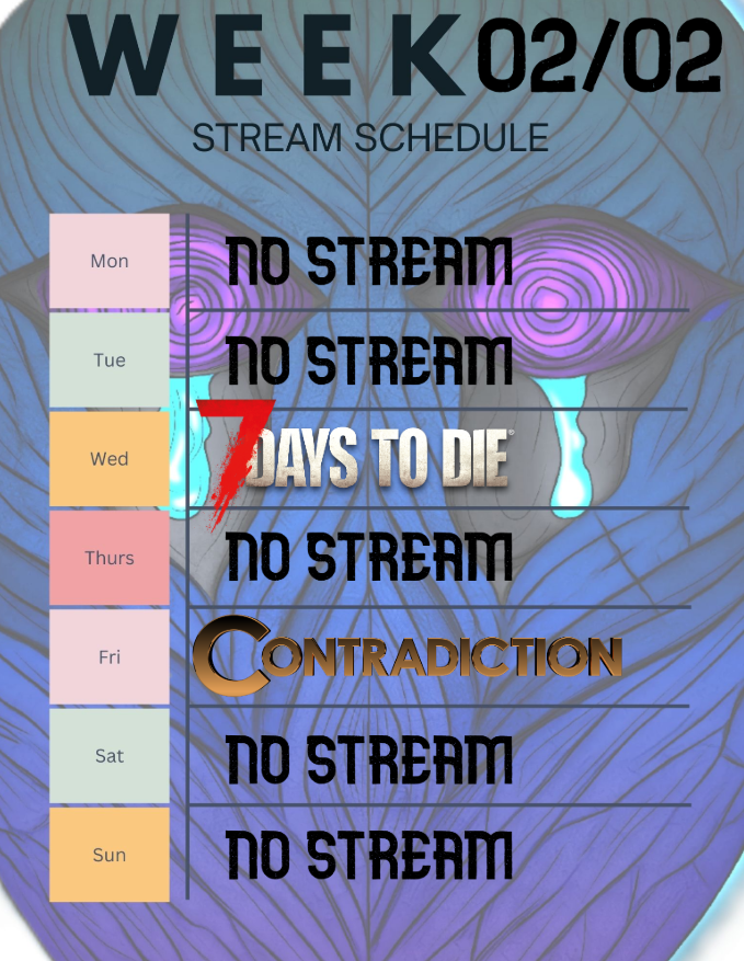 DPLAGUED_'s tweet photo. Livestream Update for 2/2/26
Mondays, Wednesdays, Fridays @ 11PM PST
Youtube- DPlagued
Twitch- DPlagued_
#YouTuber #youtube #GamingCommunity #twitchstream #schedule #7DTD #contradiction #streampromo https://t.co/prQKvSPnKw