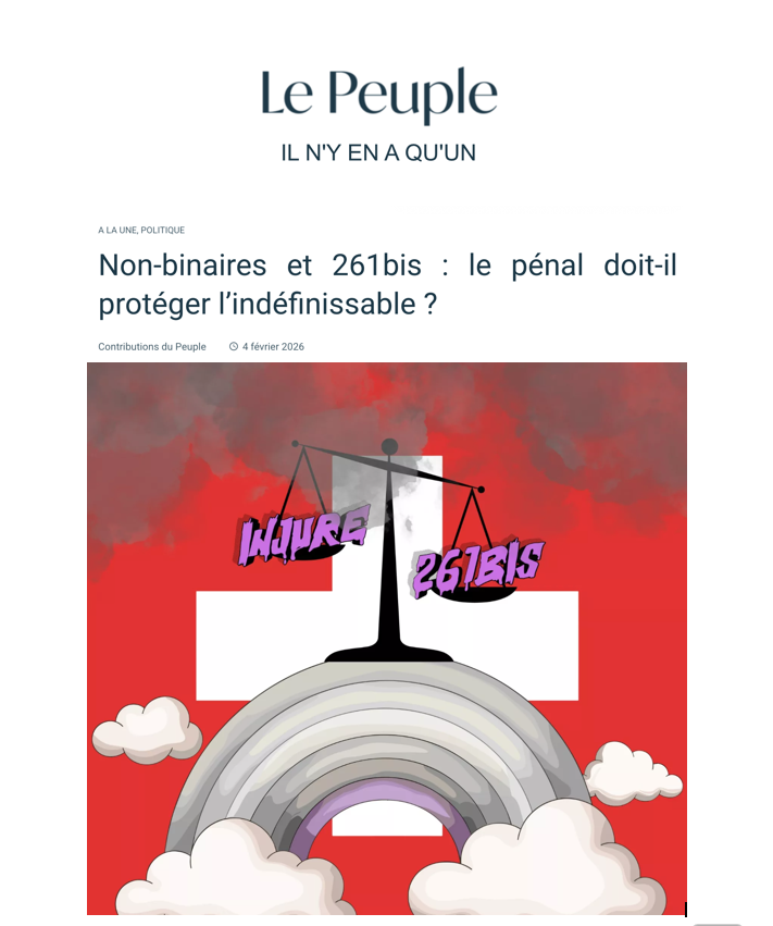 lgb_alliance_ch's tweet photo. Nous avons été interviewés par Lena Rey pour le journal romand Le Peuple. Lisez son article ici: https://t.co/xUMqX3FQgD
Soutenez le travail de Lena Rey ici: https://t.co/mBMCBCLu5x https://t.co/Jccm5UtOpL