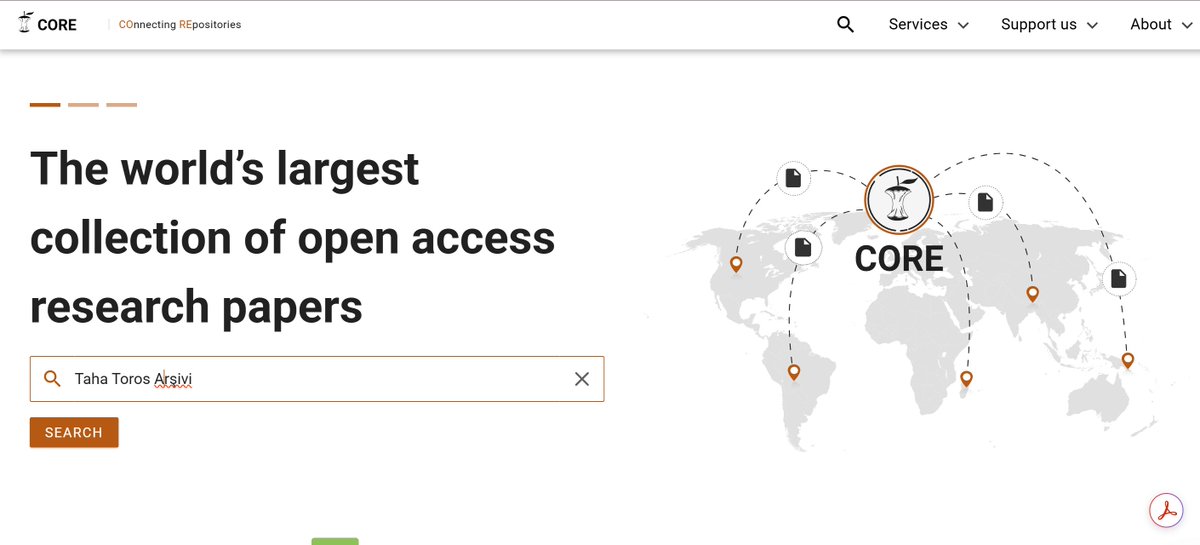 Şu sitede Taha Toros arşivi de dahil İstanbul Şehir Üniversitesi kütüphanesinin tüm açık erişim arşivi bulunuyor. 
Epey bir kısmının pdf'ine de ulaşılıyor:

core.ac.uk/data-providers…

core.ac.uk/search/?q=taha…

<a href="/DBB_CDH/">Dijital Beşeri Bilimler M.|Center f DH |Marmara Ü</a> <a href="/IDHumanities/">Inside Digital Humanities | Istanbul</a>