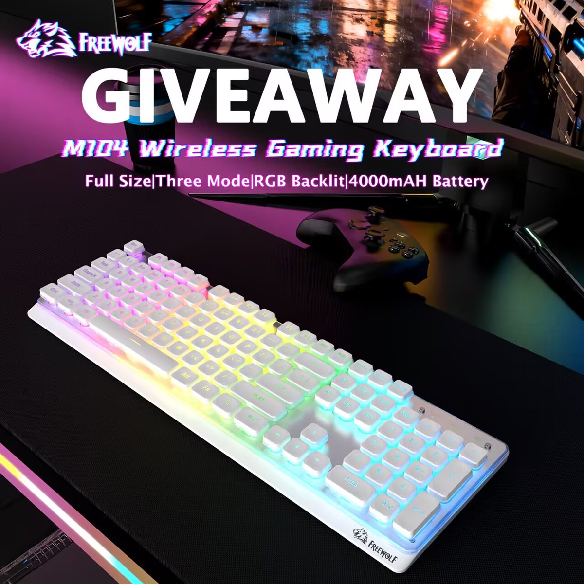 🎁 FREEWOLF M104 Gaming Keyboard GIVEAWAY
Whether you’re a late-night gamer, a busy finance pro, or a multitasking office warrior, the M104 is made for YOU!

How to Enter:
Follow @ ZIYOU LANG
Like this post
Tag 2 friends

 Ends:  February 8th