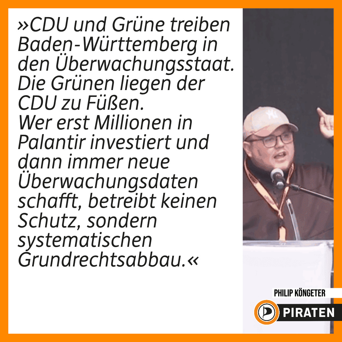 #CDU und #Grüne treiben Baden-Württemberg weiter in den Überwachungsstaat: Mehr #Videoüberwachung im öffentlichen Raum statt Sicherheit durch Personal. Freiheit wird Stück für Stück ausgehöhlt. piratenpartei-bw.de/2026/02/04/vid…