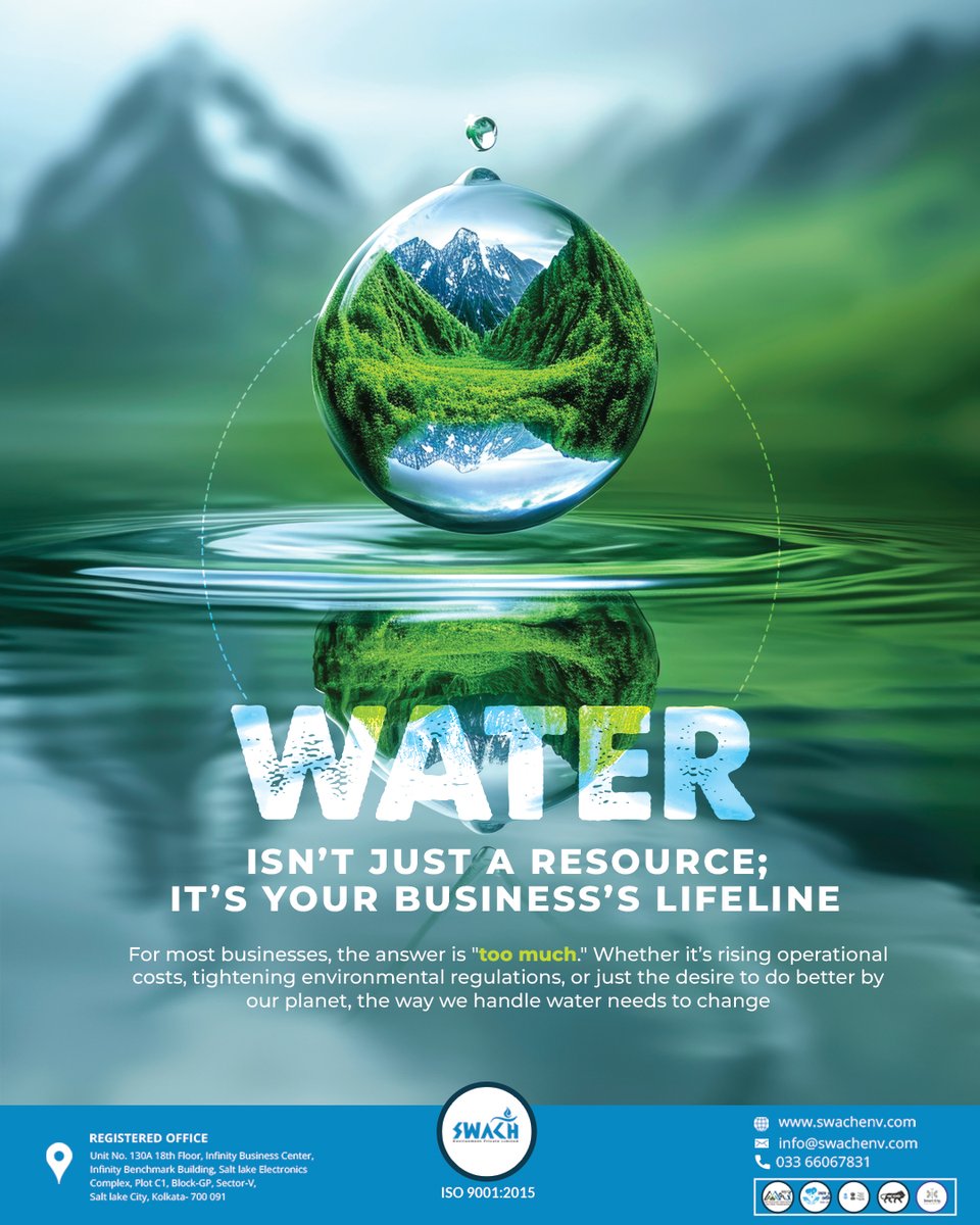 swachenv's tweet photo. At #SwachEnvironment, we don't believe in one-size-fits-all fixes. We look at your specific water cycle—from treatment and recycling to purification.

#WaterManagement #SustainableBusiness #IndustrialWater #SaveWater #WaterTreatment #EcoFriendlyOperations #LiquidWasteManagement https://t.co/fgLMiR27zg