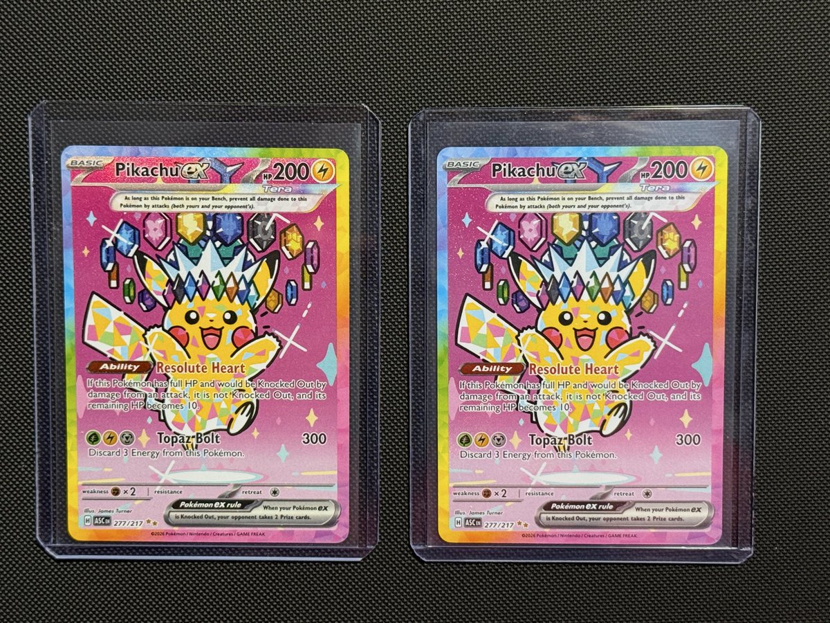 AustinWertz23's tweet photo. My last 2 packs out 12 and pulled them back to back 🥹 #AscendedHeroes https://t.co/M7ymbtf3hv
