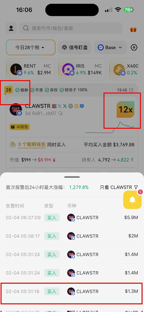 wjbeis007's tweet photo. $CLAWSTR
0x81be0217e166182d35b21e7d65d2b2bb7ea4cb07

凌晨Base链惊现暴力拉盘！🚀

由比特币核心开发者打造，BTC联合创始人@marttimalmi 亲自转发同名meme币！

Debot凌晨5:30起连续报警28次，当时1M市值，高点涨幅直冲12x！📈

链上交易就用Debot，注册免费进打狗群：https://t.co/sbHDoGeqNg https://t.co/jnaXF4jQ4J