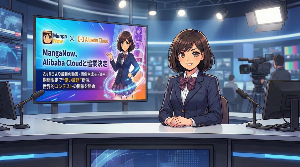 🚨 Breaking News 🚨

 【MangaNow x Alibaba Cloud — Partnership Announced】

MangaNow, a Japan-born AI manga creation platform, has officially started a partnership with Alibaba Cloud.
To celebrate, starting Feb 6, we’ll offer the latest video &amp; image generation AI on a