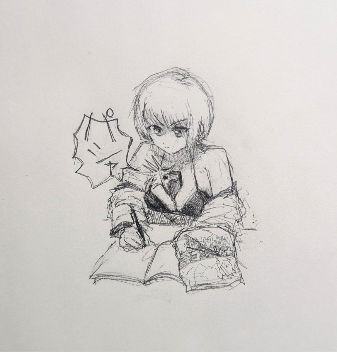 shiro_longgate's tweet photo. 右手で夜神月を描き続け、左手でミニデスノートを持ち、ポテチを取り、食べる。 https://t.co/j9BOavnG5G