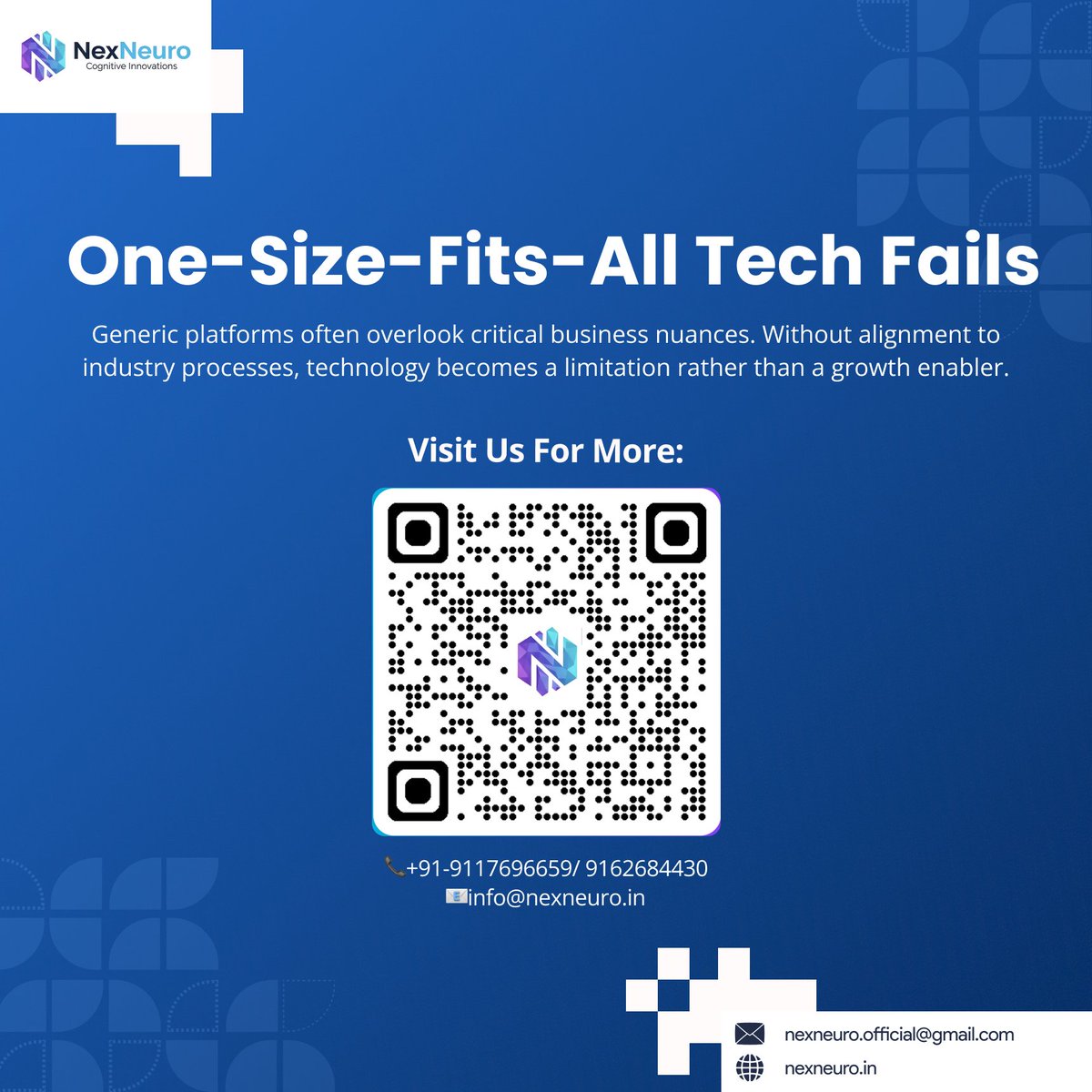 nex_neuro's tweet photo. One-size-fits-all tech doesn’t scale.
 It breaks.
Industries need systems built around their workflows, not generic platforms.

#IndustryTech #CustomSystems #DigitalGrowth https://t.co/w9kofIgJJj