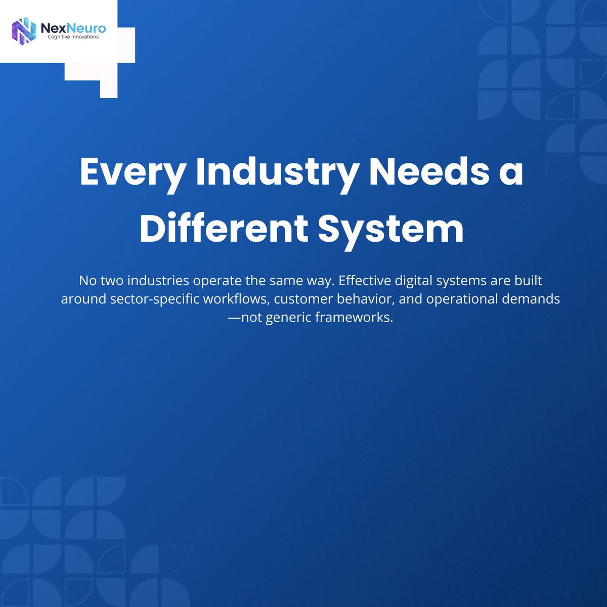 nex_neuro's tweet photo. One-size-fits-all tech doesn’t scale.
 It breaks.
Industries need systems built around their workflows, not generic platforms.

#IndustryTech #CustomSystems #DigitalGrowth https://t.co/w9kofIgJJj