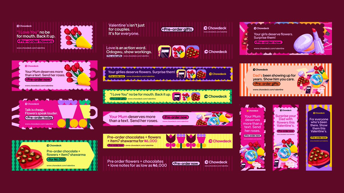 obasolaaa's tweet image. one month at @chowdeck 💅🏿💃🏿

we just launched a full valentine’s campaign - leading the visual direction, OOH, brand system, every touchpoint. doing the best work of my lifeeee!

overnight cooking sessions, tight timelines, fire team, insane execution. you’re gonna love this.