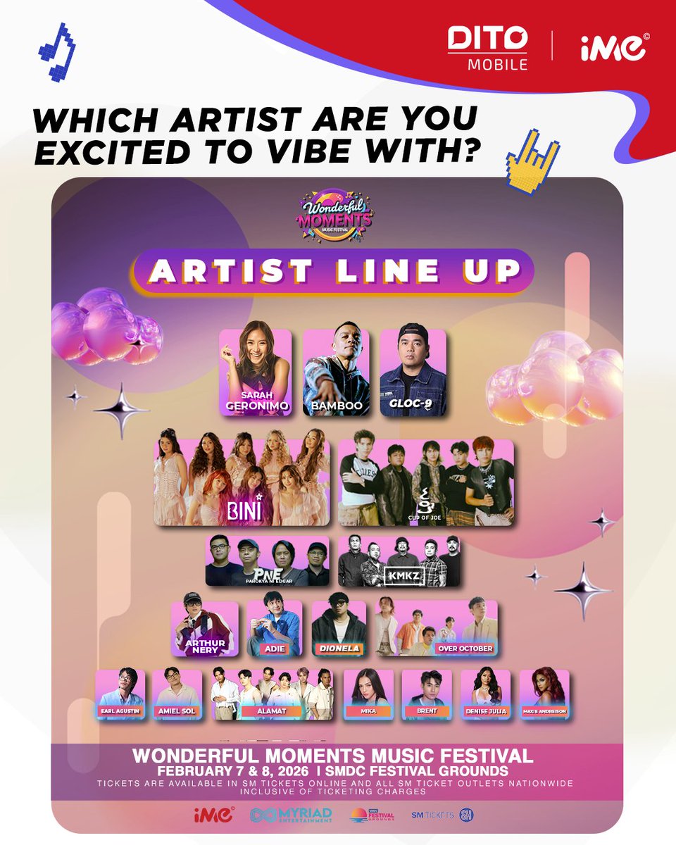DITOphofficial's tweet image. The lineup is stacked, and we’re part of the moment. 🎶✨ #DITOTelecommunity is partnering with @WMMF_2nd where you can catch DITO brand ambassador @Official_ALAMAT as they take the stage alongside OPM icons.

Who are you most excited to see live? 👀​ Comment below! 👇​ #KayaDITO