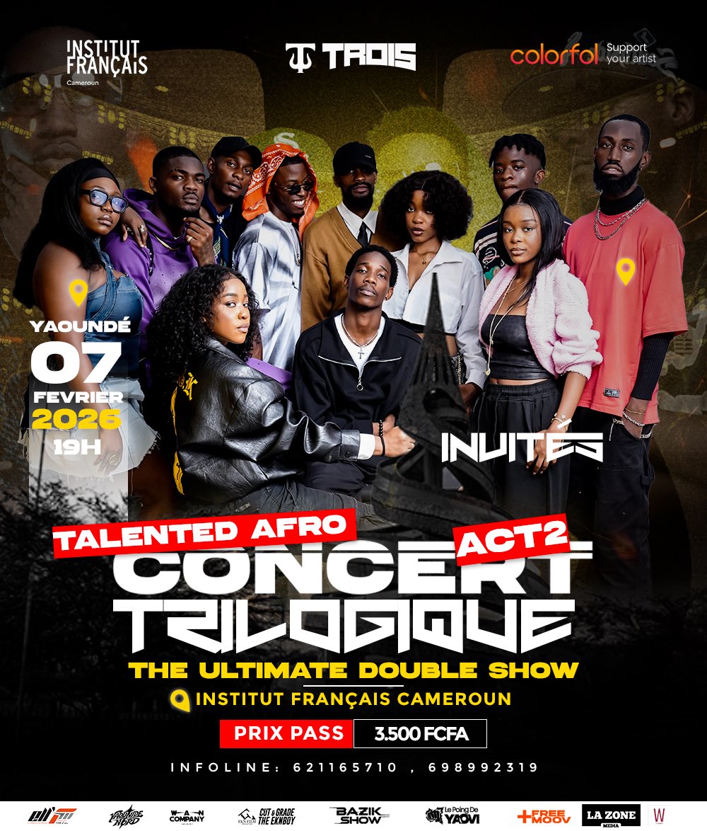 GeorgesMpehe's tweet image. 🇨🇲 3 fois plus de flow, 3 fois plus de show ce Samedi avec Talented Afro et Les Trois 🔱. 
@trois_officiel 🖤
@IFCameroun 
@ColorfolApp 
@MomanaOfficiel 
@newleveloff 

Prenez vos pass‼️