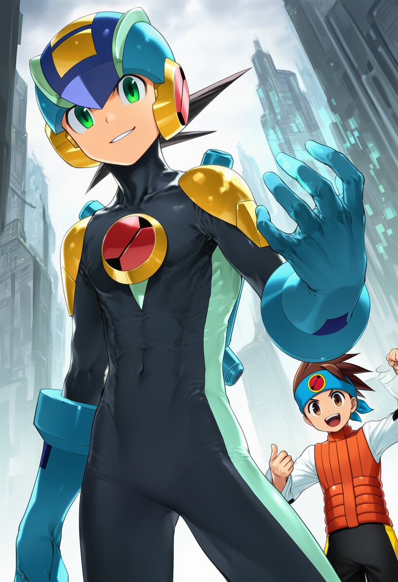 imajinkun's tweet photo. AIイラスト　ロックマンエグゼ
コロコロの漫画好き！
熱斗くん海外での名前ラン・ヒカリなの初めて知りました https://t.co/wnRNwVa6Kz