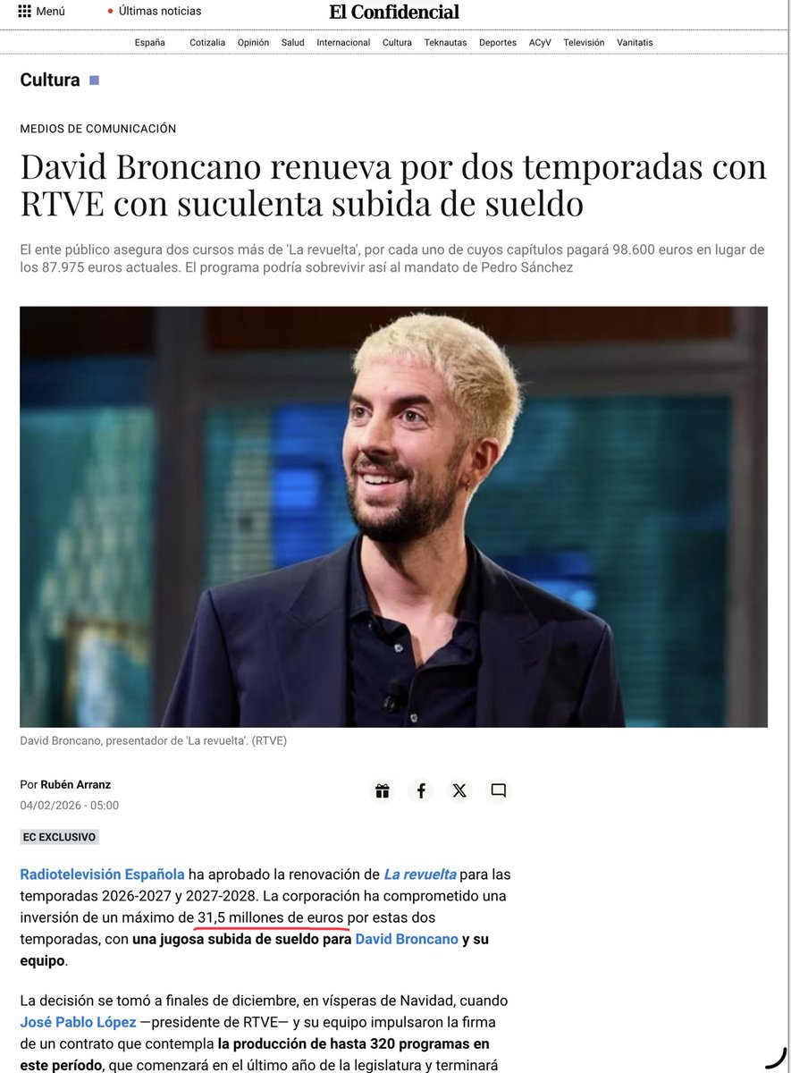 <a href="/sanchezcastejon/">Pedro Sánchez</a> Perdone, Sanchidad:

Los 31 Millones € que despilfarra en <a href="/LaRevuelta_TVE/">La Revuelta</a> 

¿No estarían mejor en manos de Barbacid para que desarrolle un medicamento que CURE el cáncer de páncreas?

Porque ese es el dinero que necesita.

Pero ya sabemos que a usted, en realidad, se la pela