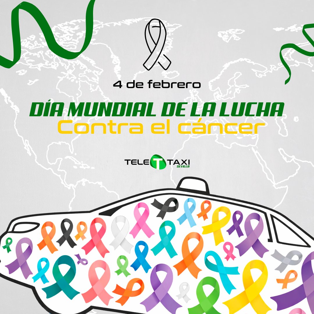 🎗️Hoy, #4Feb, expresamos nuestro apoyo absoluto a la lucha contra el #cáncer. 
👉Ojalá la investigación para combatirlo reciba una mayor inversión. 

🚖Porque traslademos no sólo a personas, sino a corazones luchadores❤️  

#TeletaxiSevilla #DiaMundialContraElCancer