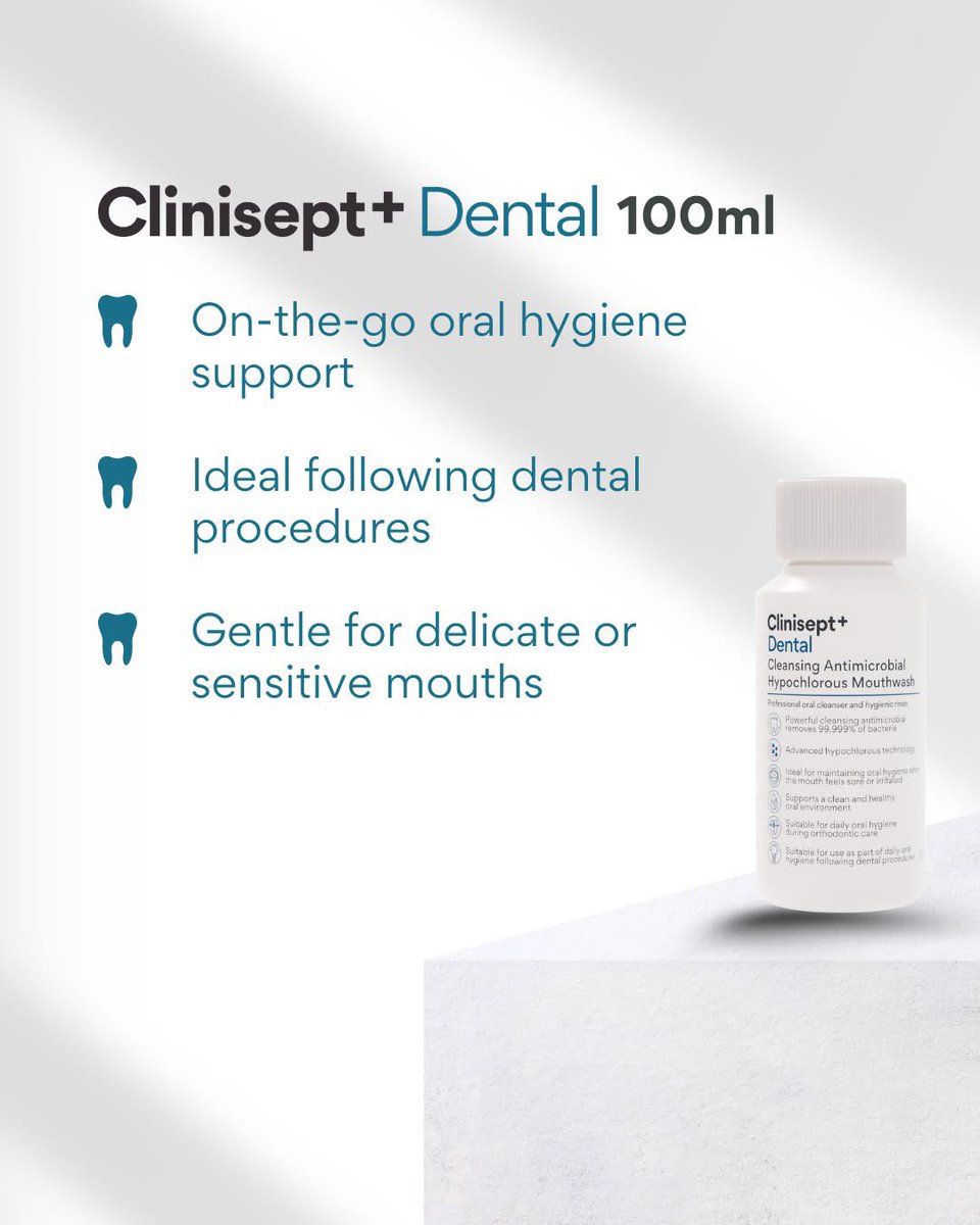 CosmeticsReil's tweet photo. Not every oral care moment is the same — and neither should your bottle be.

Clinisept+ Dental 100ml: gentle, travel-ready, perfect for sensitive mouths &amp; post-dental care.

💬 When do you use yours?

#OralCare #SensitiveMouth #DentalHygiene #TravelFriendly #CliniseptPlus https://t.co/iSBoFvGVR7