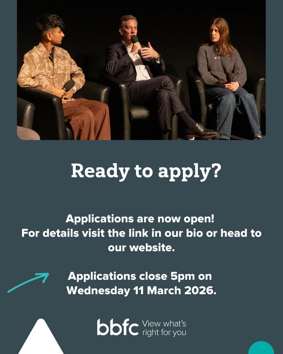 BBFC's tweet photo. It's an amazing opportunity to attend screenings, develop new skills, and represent the BBFC.

Apply now with a short form and a two-minute video - find out more at https://t.co/7qJCAN4Qhg

Deadline: 5pm on Wednesday 11 March 2026
#BBFC #BBFCKids #BBFCTeens #BBFCYoungAdults https://t.co/ZaalxQNZyY