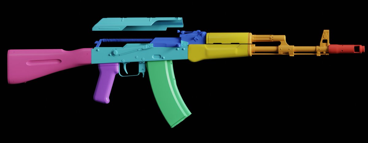Whenever I start working on UV modeling, before doing them I like to make a color scheme to clarify to myself before doing the maps (and also have a bit of fun!) setting the materials in marmoset and doing some silly renders hehe. This is the final distribution I went for: