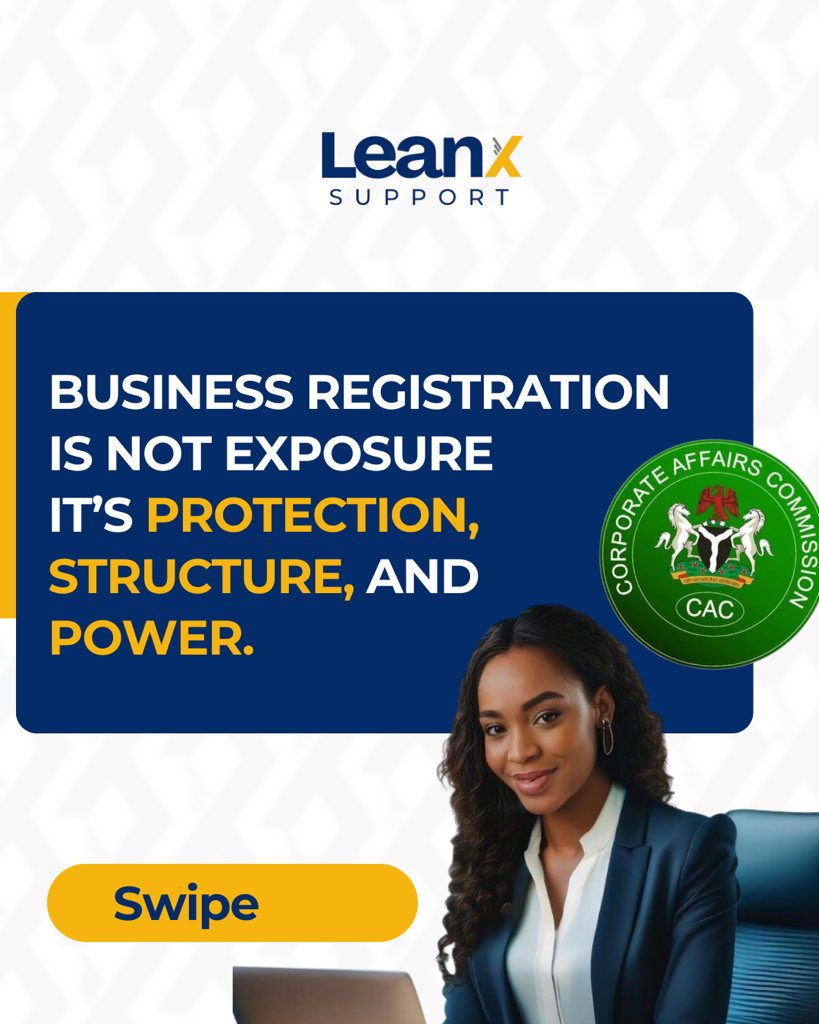 Leanx_Support's tweet image. Business registration protects your business.
It gives structure, credibility, and room to grow.

If you are serious about building a business that lasts, start with registration.

Send a request today to get started.

#BusinessRegistration #BusinessOwners #Entrepreneurship