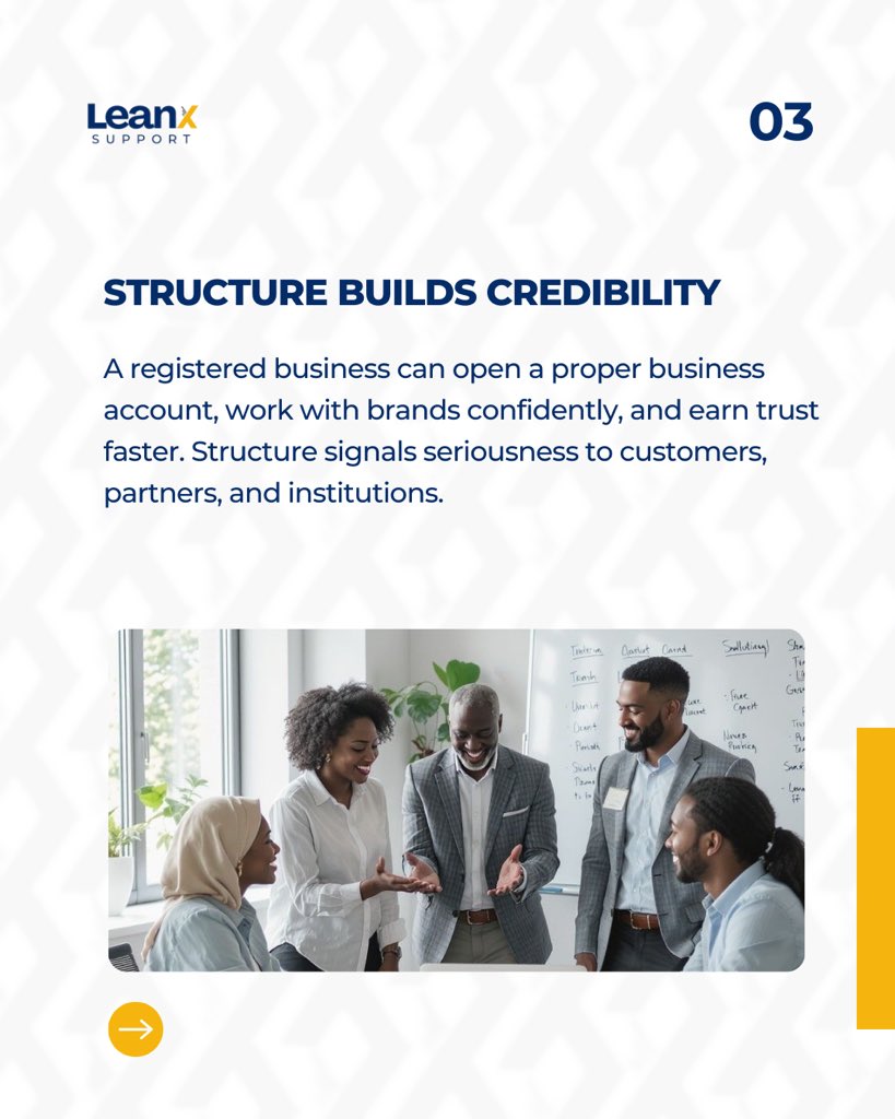 Leanx_Support's tweet image. Business registration protects your business.
It gives structure, credibility, and room to grow.

If you are serious about building a business that lasts, start with registration.

Send a request today to get started.

#BusinessRegistration #BusinessOwners #Entrepreneurship