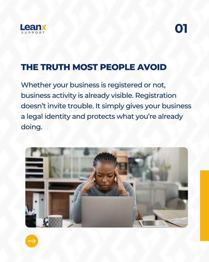 Leanx_Support's tweet image. Business registration protects your business.
It gives structure, credibility, and room to grow.

If you are serious about building a business that lasts, start with registration.

Send a request today to get started.

#BusinessRegistration #BusinessOwners #Entrepreneurship