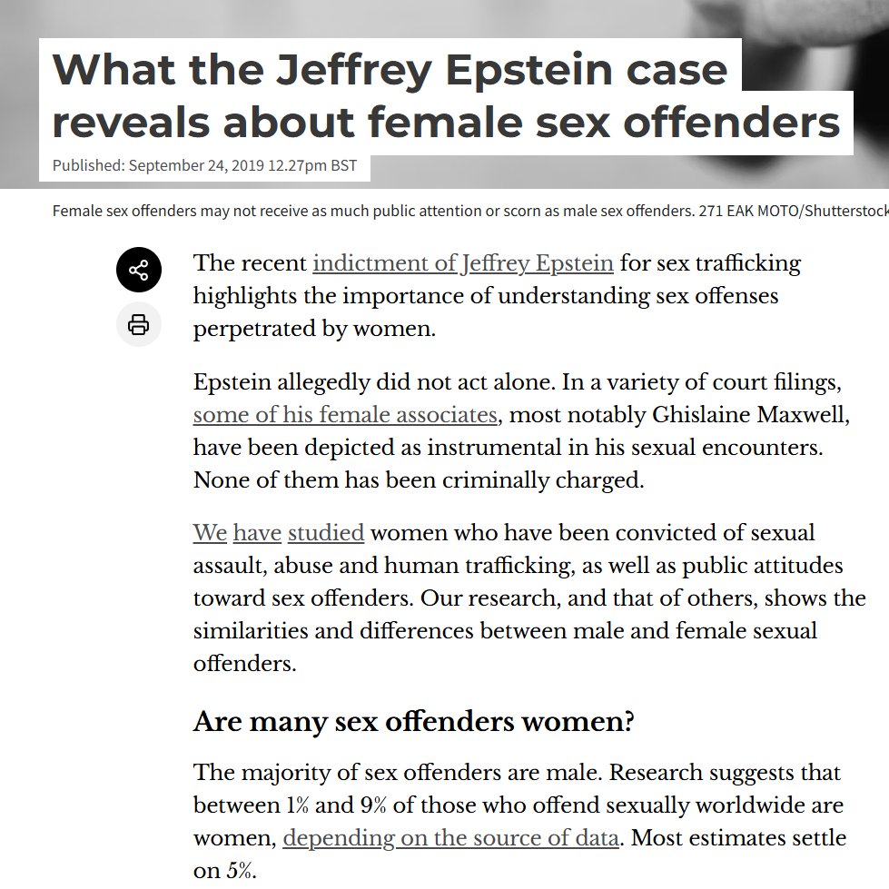 neroopinion's tweet image. エプスタイン事件をきっかけに知ったんだけど、女性が被害者を安心（油断・グルーミング）させるのは、性的人身売買の一般的なパターンなんですね。
これが男性犯罪者にはない特徴だと。

ちなみに、米国でも女性犯罪者は有罪判決を受けても男性犯罪者より刑期が短い模様。