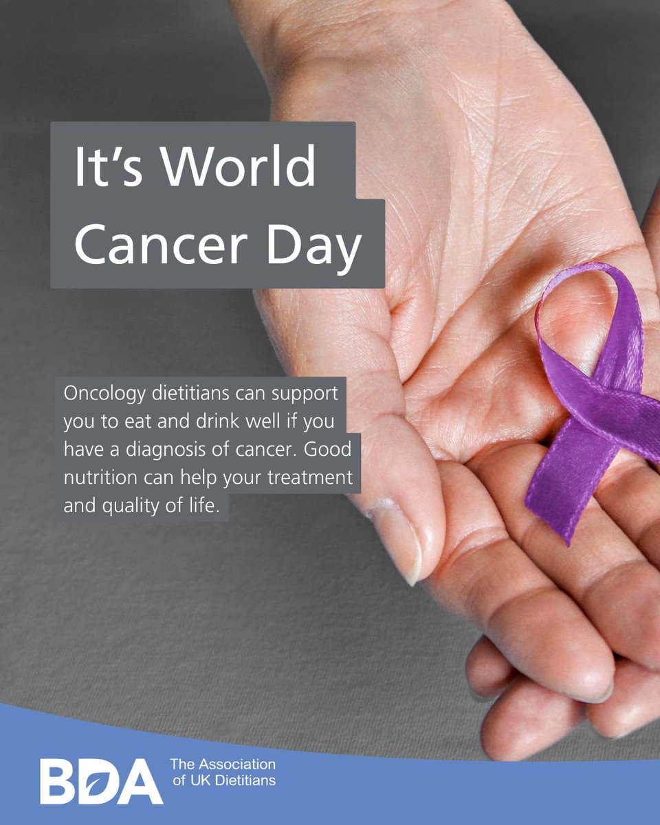 BDA_Dietitians's tweet photo. This #WorldCancerDay we’re shining a spotlight on the incredible work of oncology dietitians - the nutrition superheroes supporting people through cancer care. 💙✨ @BDA_Oncology 

Learn more: https://t.co/gT768J9FJX https://t.co/NCp513IyCN