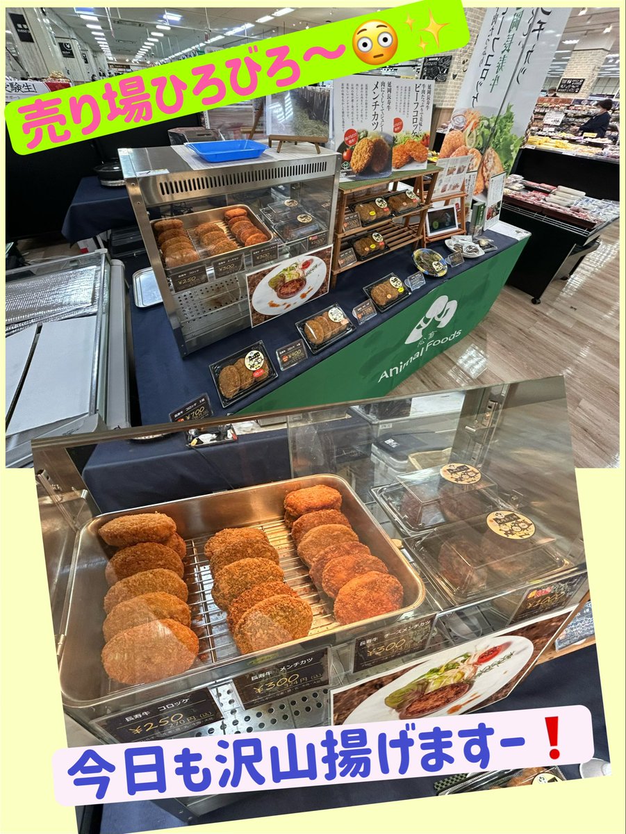 Animal_Foods's tweet photo. 本日より2月10日（火）まで
イオン延岡店
に出店してますー😍

期間中は、
松畜のコロッケ、メンチカツ、チーズメンチ、ガンガン揚げますよー❗️
パック入りが人気です‼️

また😋😋
松畜自慢の生ハンバーグを店頭で焼いた
【焼きハンバーグ】や、
リピーターが多い
【肉だんご】
大好評です🌞
皆さん是非
遊びにきてくださーい😍

#イオン延岡店
#延岡市
#延岡長寿牛
#コロッケ
#ハンバーグ