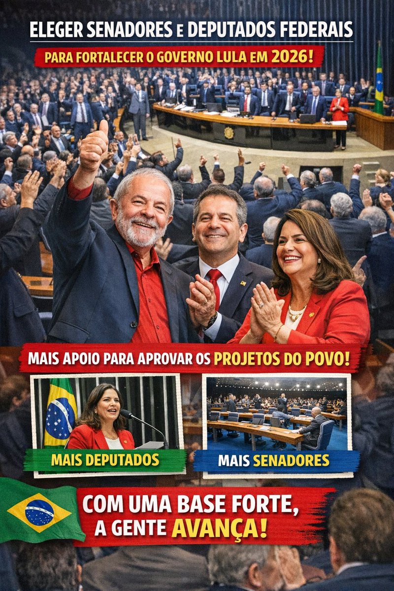 LulaTetraEleito's tweet image. Postei esse texto e marquei o @LulaTetraEleito — copie e poste também!
Precisamos nos fortalecer em todos os níveis. Vamos eleger Lula em 2026 + Deputados, Senadores e Governadores progressistas.
Sem base forte, não há governo forte! #Lula2026 #EsquerdaUnida #LulaTetra