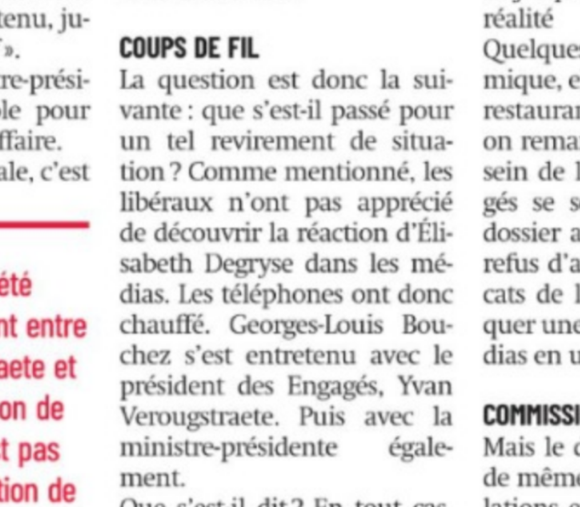 Si je lis bien, Elisabeth Degryse a reçu un coup de fil de Georges-Louis Bouchez et a ensuite changé son fusil d'épaule. On voit qui est son patron 🫡
