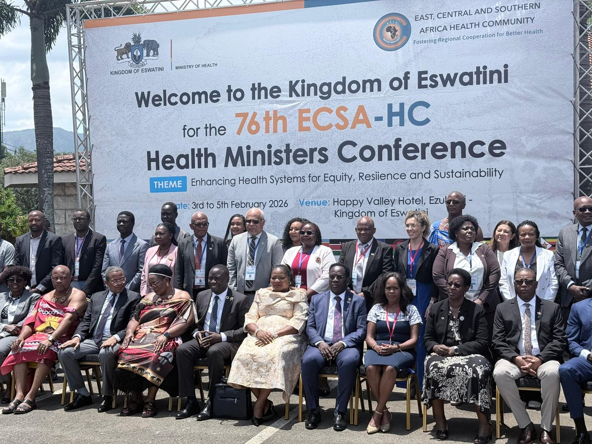 afyanahakiug's tweet photo. Translate policy commitments into practice to build shock-responsive health systems capable of withstanding future crises. This is the central call emerging from the ongoing ECSA Ministerial Conference in Eswatini, where Health Ministers from Member States have reaffirmed their commitment to advancing health security and health sovereignty across Africa. Discussions have emphasized the power of regional solidarity in strengthening health systems, the urgency of building strong local manufacturing capacity, and the importance of innovative financing to ensure sustainability.

@afyanahakiug is actively participating in the conference, continuing to champion regional solidarity and policy diplomacy to protect health rights and advance resilient health systems. Through regional cooperation and sustained action, we are working toward a healthier and more secure Africa.
#ECSAHC2026