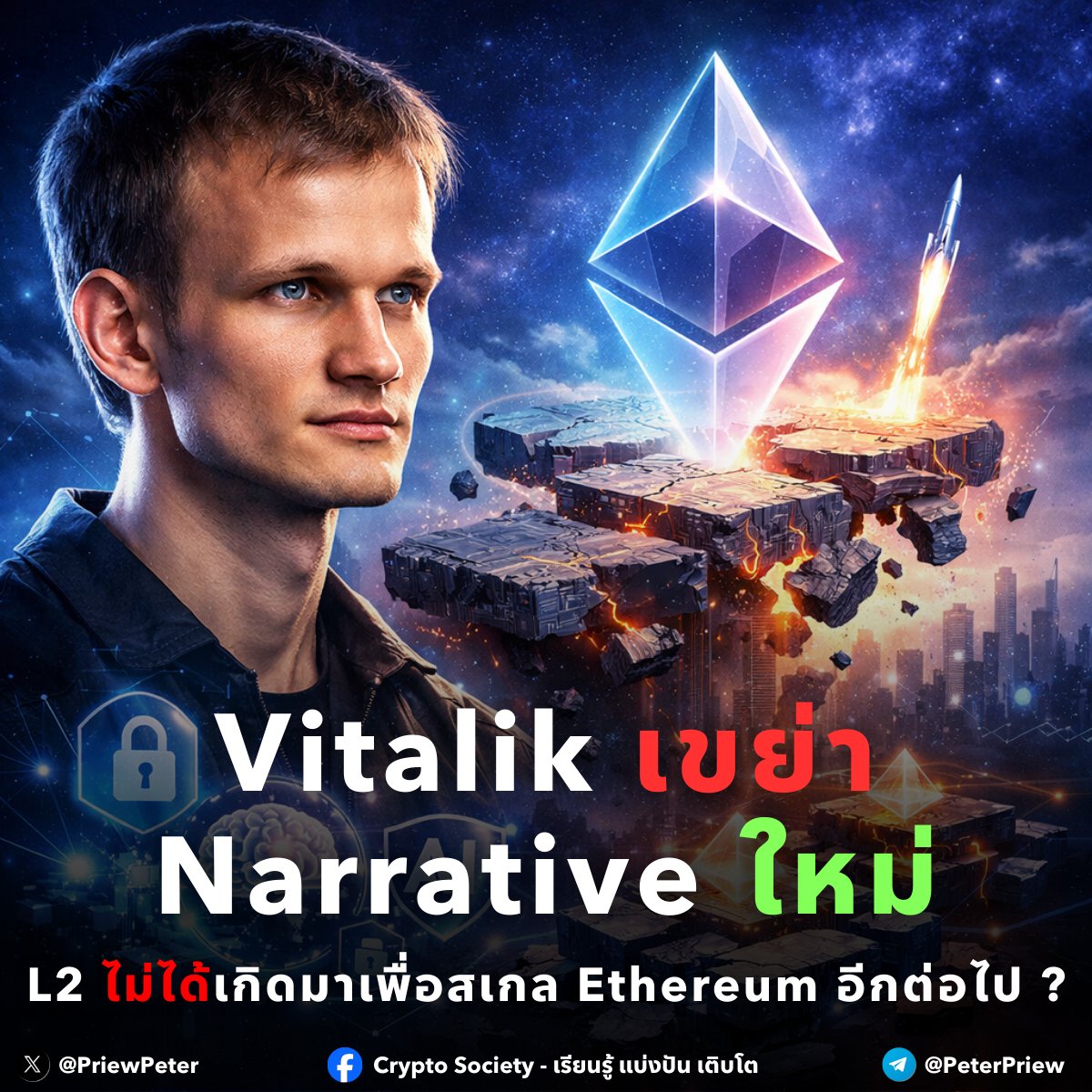 PriewPeter's tweet photo. 🔥 Vitalik เขย่า Narrative ใหม่ L2 ไม่ได้เกิดมาเพื่อสเกล Ethereum อีกต่อไป ?
.
@VitalikButerin ออกมาเล่าแบบตรงไปตรงมาว่า Vision เดิมของ L2 (Layer 2) ที่ทำหน้าที่เป็น “Branded Shards” ของ Ethereum กำลังล้าสมัย และทั้ง Ecosystem ต้อง Pivot 🔄 
.
ผมจะสรุปประเด็นสำคัญแบบเข้าใจง่าย 👇
.
📌 ทำไม Narrative เดิมถึงเริ่มไม่เวิร์ก
.
1. 🚀 L1 สเกลได้เองแล้ว : Fee ต่ำ + Gas Limit มีแผนเพิ่มแรงในปี 2026
.
2. 🐢 L2 ไป Stage 2 ช้ามาก ทั้งปัญหาเทคนิค + กฎระเบียบ (Regulation)
.
(เดี๋ยวผมแปะเธรดเรื่อง Stage ไว้ในคอมเมนต์)
.
3. ⚠️ L2 หลายเจ้า “ไม่อยาก” Fully Decentralize เพราะต้องการ Control ทางธุรกิจ
.
👉 แปลตรงๆ คือ L2 ไม่ได้ “สเกล Ethereum” แบบที่เคยฝันกันไว้
.
🧠 Vision ใหม่จาก Vitalik
.
1. เลิกมอง L2 เป็น Shard ของ L1
.
2. มองเป็น Spectrum : ผูก Ethereum มาก–น้อยได้ตาม Use case
.
3. ไม่จำเป็นต้องเป็น EVM หมด → Non-EVM / Specialized VM มีที่ยืน
.
🛠️ ถ้าเป็นทีม L2 ควรโฟกัสอะไร
.
1. 🎯 Value Add ที่ไม่ใช่ Scaling เช่น Privacy, Social / Identity, AI, Ultra-low latency, App เฉพาะทาง
.
2. 🔐 อย่างน้อยต้อง Stage 1 Security หากใช้ ETH
.
3. 🔗 Interoperability สำคัญกว่าการแข่ง TPS
.
🧩 ฝั่ง @ethereum กำลังเดินเกมไหน
.
1. ดัน Native Rollup Precompile → Verify ZK-EVM Proof แบบ Trustless
.
2. ปูทาง Synchronous Composability → dApp ข้าม L2 ทำงานพร้อมกันได้จริง
.
🌪️ ความเห็นจากคอมมูนิตี้ (หลากหลายมุม)
.
👍 สายเห็นด้วย : ชื่นชมว่า Ethereum กล้าพูดความจริง และเปิดทางนวัตกรรมใหม่
.
⏰ สายเสียดายเวลา : มองว่าวิสัยทัศน์นี้ “มาช้าเกินไป” เสียทรัพยากรไปหลายปี
.
🧛 สายวิจารณ์แรง : มอง L2 บางเจ้าคือ Vampire Attack ดูด Liquidity ทำให้ ETH Value แตกกระจาย
.
🔄 สายกลาง : มองว่า L2 ไม่ผิด แต่ต้องรีบ Reposition ไม่งั้นจะถูก L1 กลืนบทบาท
.
🌐 สายเชียร์ Non-EVM : เห็นว่า L2 อนาคตควรเป็น Specialized Chain มากกว่า General Rollup
.
🚀 สายมองบวกยาวๆ : เชื่อว่า Pivot ครั้งนี้จะทำให้ Ethereum แข็งแรงและยืดหยุ่นกว่าเดิม
.
👀 มุมสังเกตสั้นๆ ที่ชวนคิด (จากคุณ @RATi_MOn)
.
▶️ มองย้อนกลับไปจะเห็นว่า @Optimism ขยับทิศทางไว้ก่อนแล้ว
.
▶️ Roadmap เน้น Customization มากกว่าแข่งเรื่อง Interop
.
▶️ OP Enterprise ชัดเจนว่าโฟกัส “เชนเพื่อธุรกิจ” ไม่ใช่ General L2
.
▶️ การไม่เร่ง OP Interop อาจเป็นการ รอให้ Ethereum ทำ Native Interop เป็นฐานกลางแทน
.
▶️ อาจไม่ใช่เรื่องบังเอิญ แต่เป็นการ วางหมากล่วงหน้า ให้เข้ากับทิศทางใหม่ของ Ethereum ครับ
.
🔎 สรุป
.
✅ L2 ไม่ตาย แต่ บทบาทเปลี่ยน
.
✅ จาก “ช่วยสเกล” → “สร้างของใหม่ที่ L1 ทำไม่ได้”
.
✅ เกมถัดไปคือ Customization + Interop ไม่ใช่ TPS
.
✅ ระยะยาว Ethereum Ecosystem อาจแข็งแกร่งกว่าเดิม
.
#Ethereum #VitalikButerin #Layer2 #L2 #Rollup #Scaling #Interoperability #Web3