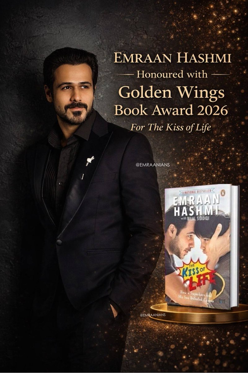 abhinavsharma0's tweet photo. Congratulations 🥳🥳 @emraanhashmi bhai on winning the Golden Wings Book Award 2026 for "The Kiss of Life".
#EmraanHashmi #TheKissOfLife
Another feather in yur Cap 🧢 https://t.co/NbJFQFmH66
