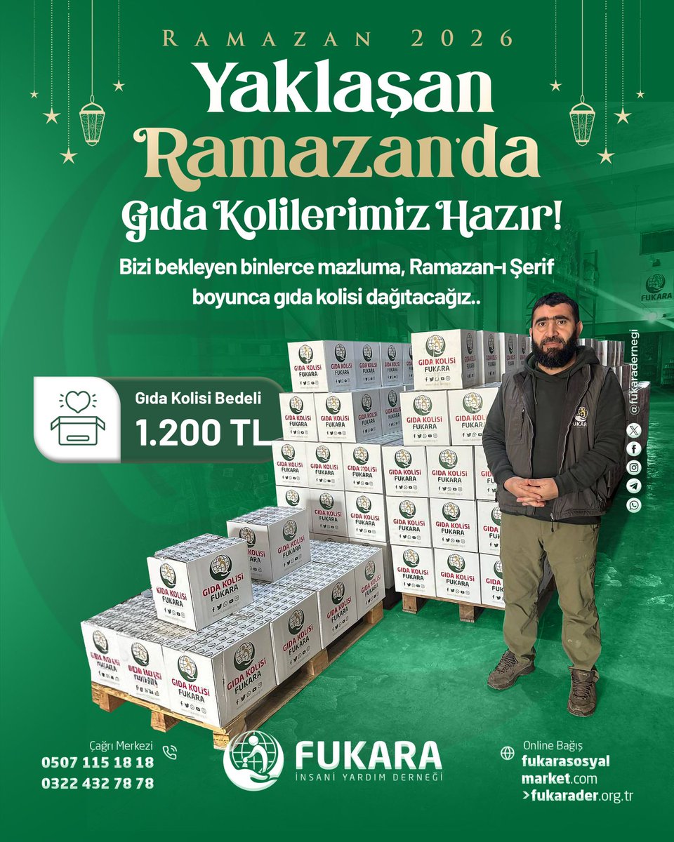 dernekfukara's tweet photo. 📦 Yaklaşan Ramazan'da Gıda Kolilerimiz Hazır!

🌙 Bizi bekleyen binlerce mazluma, Ramazan-ı Şerif boyunca gıda kolisi dağıtıyoruz.

İrtibat ve Bağış için:
📲 0 507 115 18 18  📞 0 322 432 78 78
🌐 https://t.co/E3hZmzhtfb 

#Ramazan #İyilikYolu #yardım https://t.co/1YTgUZxJne