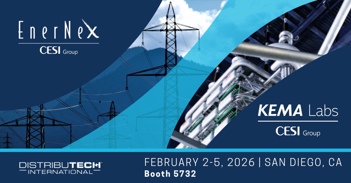 cesispa's tweet photo. KEMA Labs is at #DISTRIBUTECH 2026 until Feb 5, where grid reliability and equipment failures are front and center.
We’re showcasing how our Failure Investigation Services uncover root causes—from ageing and design flaws to installation errors—so failures don’t repeat.
At #DTECH? Come to meet Luis Oñate Pérez and Angelo Schiappacasse and talk about reliability!
#KEMALabs #EnerNex #CESISpA