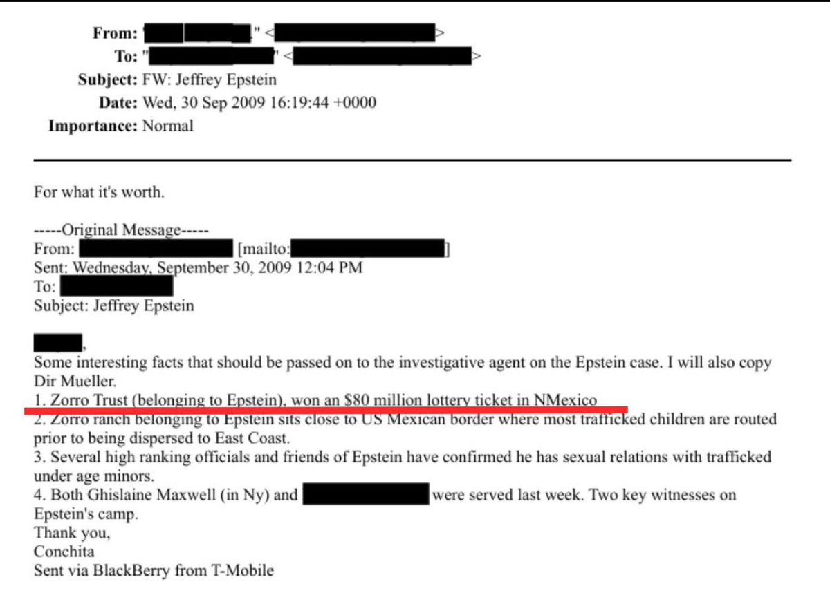 MyLordBebo's tweet image. 🇺🇸🇲🇽 Epstein won the LOTTERY multiple times for his Zorro Ranch near Mexican border, where the sex trafficking was

That it’s impossible he won randomly. It was a set up to funnel