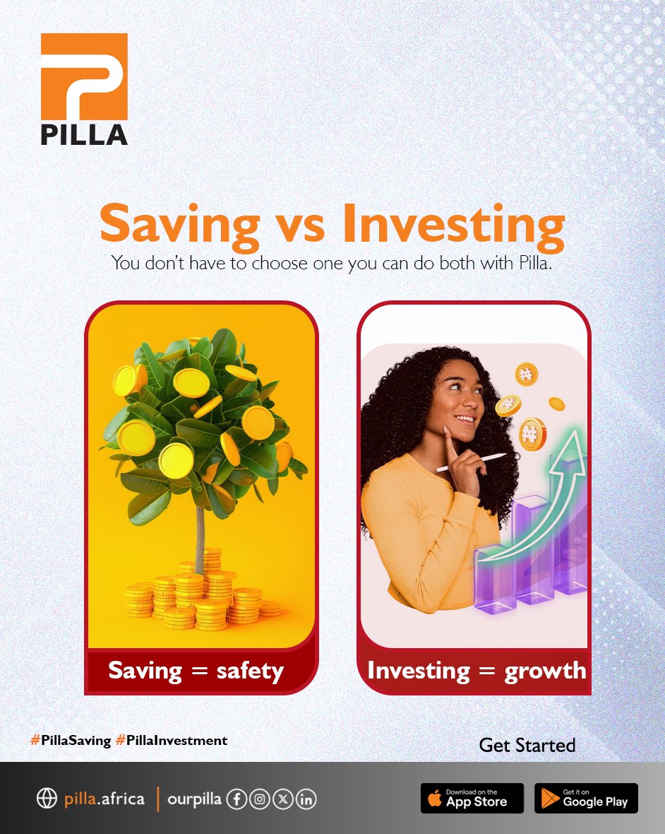 Saving protects your today.
Investing builds your tomorrow.
With Pilla, you don’t have to choose. You can grow and stay secure at the same time.
#buildsmart #moveforward #pilla #partnerinprogres