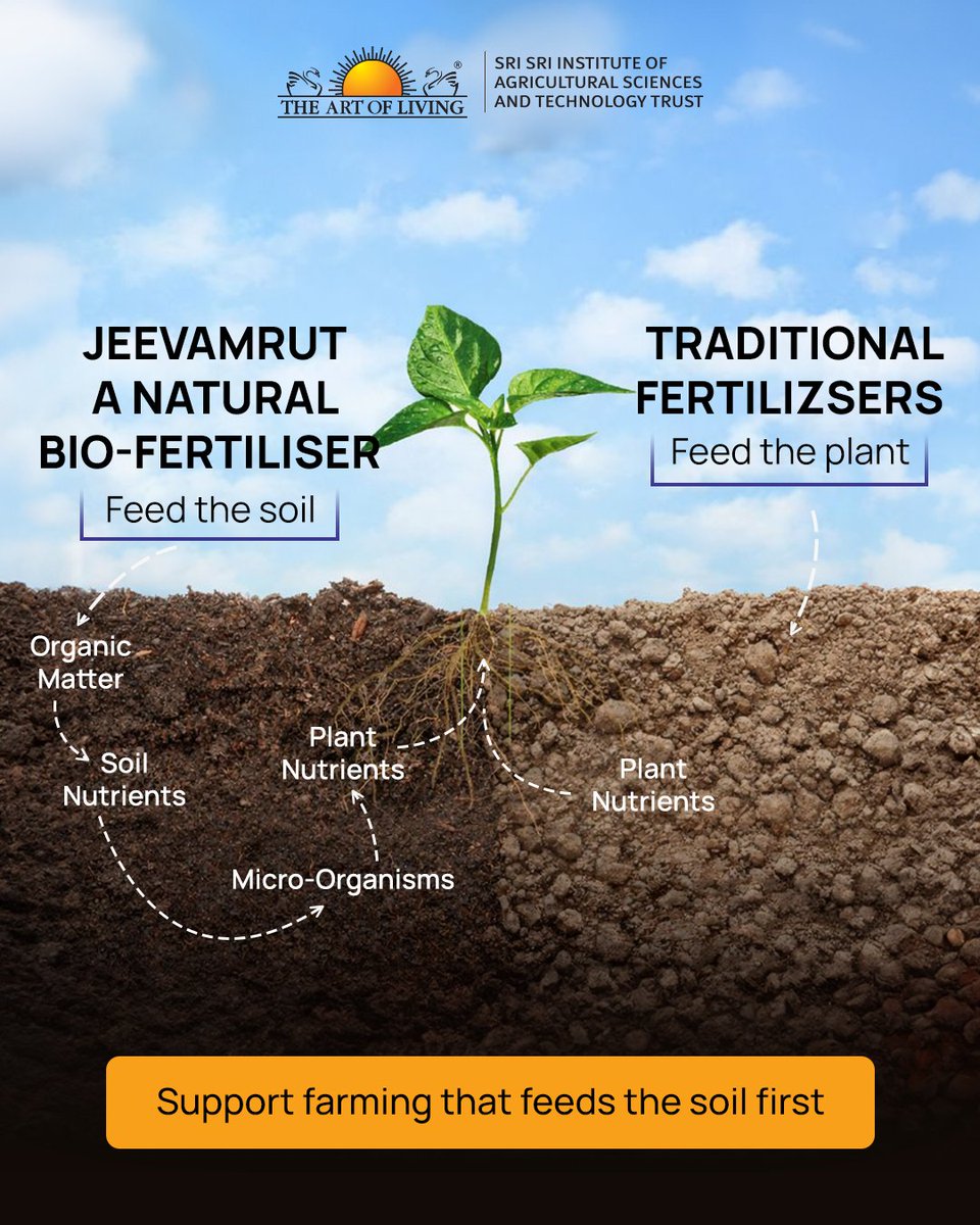 Healthy farming begins with healthy soil 🌱
Soil-first natural inputs strengthen ecosystems, reduce costs, and help farms stay resilient season after season—supporting healthier food, land, and farmer livelihoods.

👉 executiveoffice@projects.artofliving.org