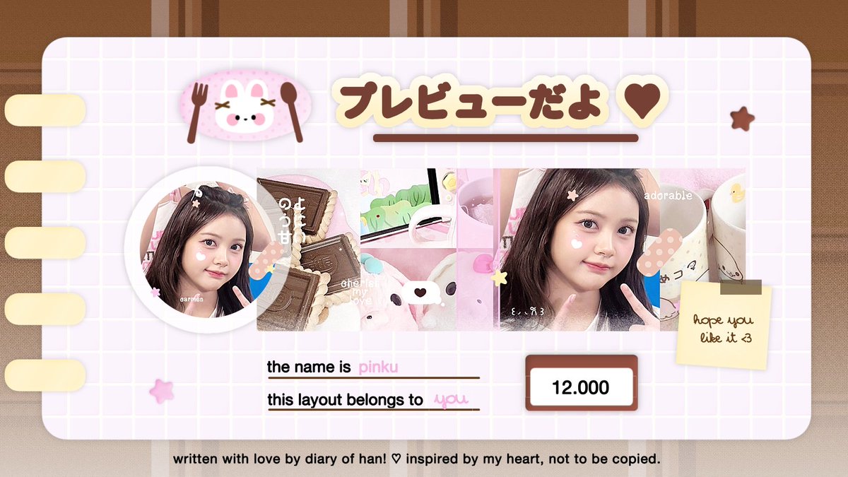 diary__of__han's tweet image. help repost please, thank you! ⭐️

halo semuanya, aku punya 8 layout ready stock &amp;lt; keonho, carmen, stella, wonyoung, hanni, dan minji &amp;gt; dengan harga masing masing tertera pada gambar yang bisa kamu jemput sekarang melalui DM! 💭🧁 sudah avail retext yaaap! ayo jajan :3

#zonauang