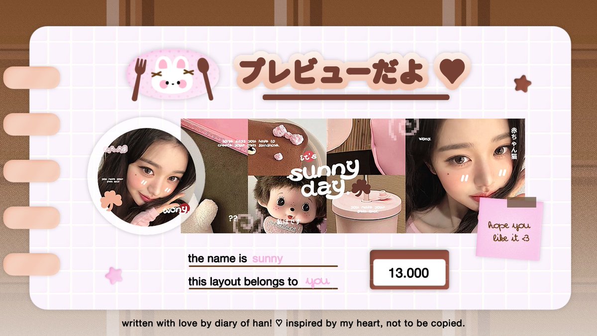 diary__of__han's tweet image. help repost please, thank you! ⭐️

halo semuanya, aku punya 8 layout ready stock &amp;lt; keonho, carmen, stella, wonyoung, hanni, dan minji &amp;gt; dengan harga masing masing tertera pada gambar yang bisa kamu jemput sekarang melalui DM! 💭🧁 sudah avail retext yaaap! ayo jajan :3

#zonauang