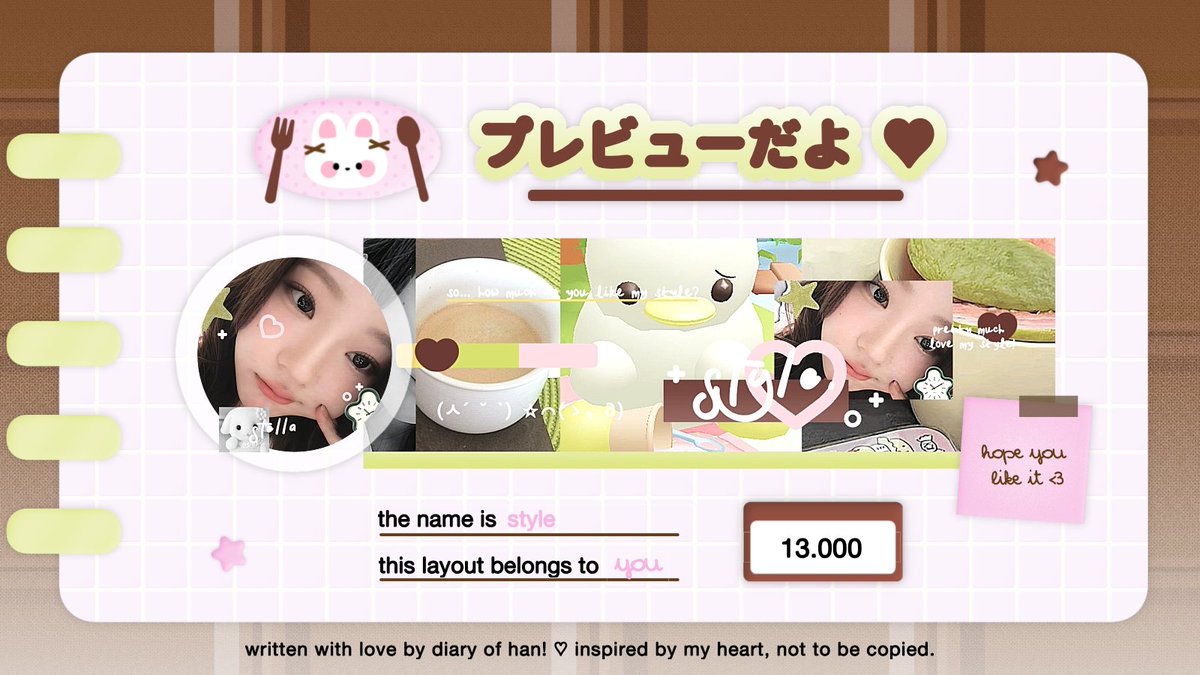 diary__of__han's tweet image. help repost please, thank you! ⭐️

halo semuanya, aku punya 8 layout ready stock &amp;lt; keonho, carmen, stella, wonyoung, hanni, dan minji &amp;gt; dengan harga masing masing tertera pada gambar yang bisa kamu jemput sekarang melalui DM! 💭🧁 sudah avail retext yaaap! ayo jajan :3

#zonauang