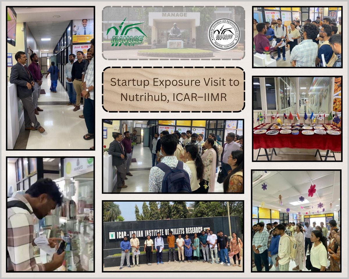 CiaManage's tweet image. Exploring the power of millets and innovation

Startups from Cohort 14 (MANAGE-CIA) and Cohort 1 (MANAGE-FISHub) visited Nutrihub,ICAR–IIMRgaining first-hand exposure to product development,processing technologies,and incubation ecosystems dedicated to nutri-cereals.

#MANAGE-CIA