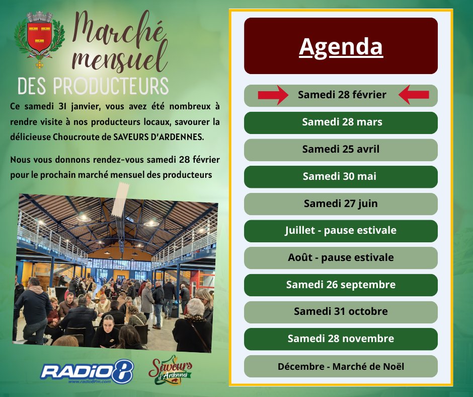VILLEdeRETHEL's tweet image. 🌿 MARCHÉ MENSUEL DES PRODUCTEURS🌿

Samedi vous avez été nombreux à rencontrer nos producteurs locaux et savourer la Choucroute de SAVEURS D'ARDENNES.
.
.
[#RETHEL][#VILLEDERETHEL][#MarchéLocal][#ProducteursLocaux][#AmbianceConviviale][#SortirÀRethel]