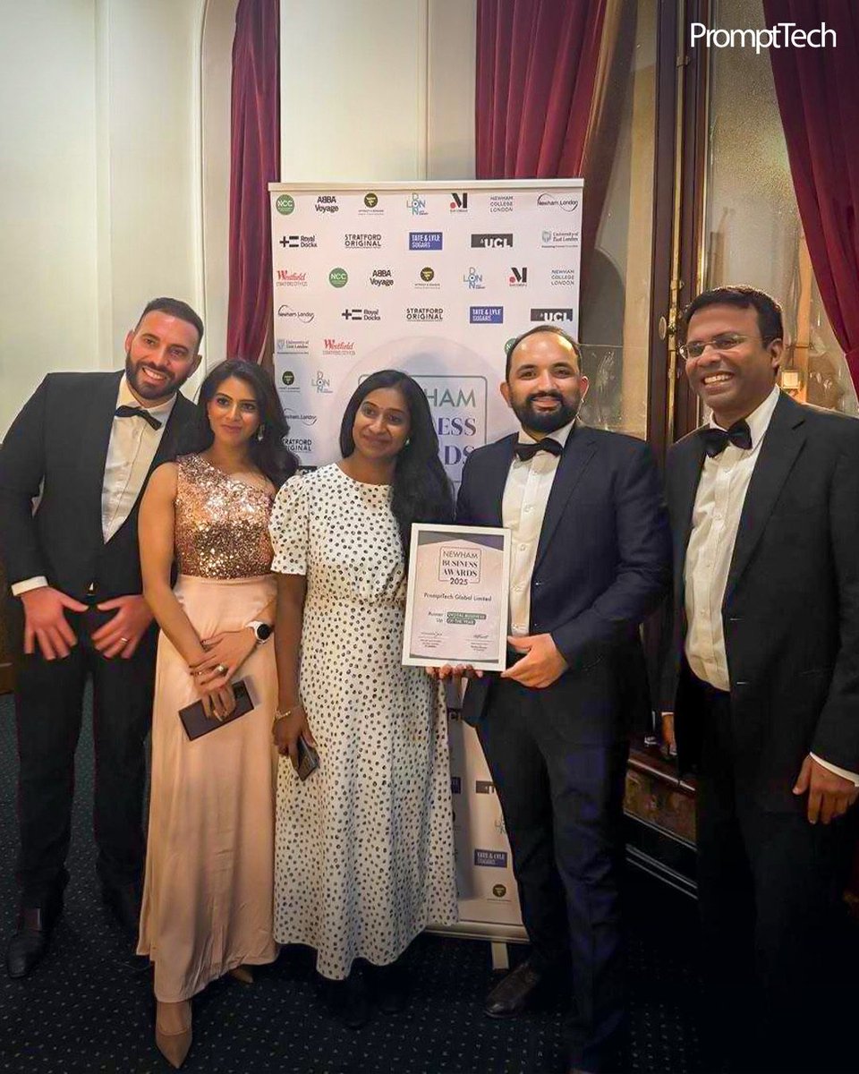 PrompttechS's tweet photo. We’re proud to announce that PromptTech UK has been chosen as the Runner-Up for “Digital Business of the Year” at Newham Business Awards 2025. Thank you to all our stakeholders, supporters &amp; everyone for recognizing our contribution to entrepreneurial communities in the region. https://t.co/RwTmrNvW6t