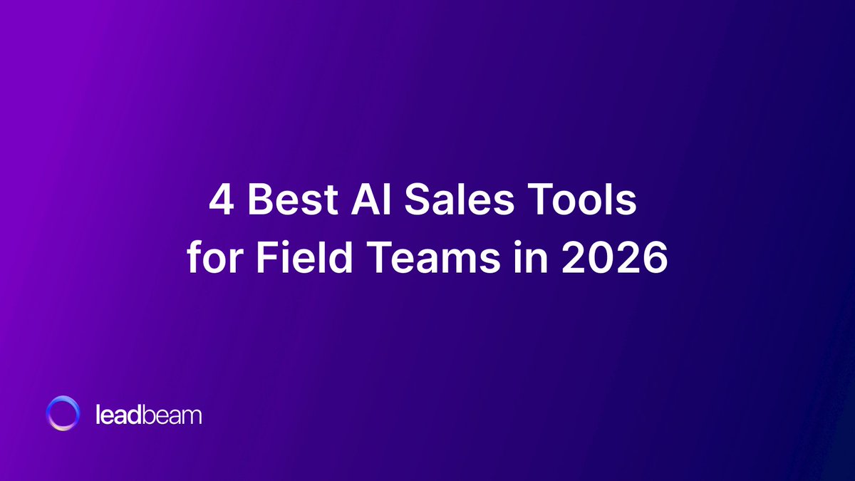 leadbeam_ai's tweet photo. Sales reps who partner with AI are 3.7x more likely to hit quota.

The problem? Most AI sales tools are built for inside sales — not the field.

Field sales happens on the road.

Here are 4 AI sales tools that actually work for field teams 👇

https://t.co/x0yfAswZC2 https://t.co/jGW9tYIBlF