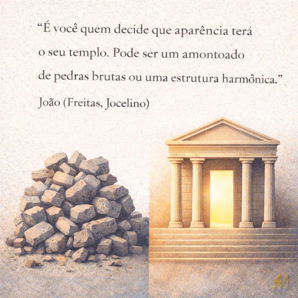 MarcondesSam's tweet photo. "É você quem #decide que aparência terá o seu #templo. Pode ser um amontoado de #pedras brutas ou uma estrutura #harmônica" João (Freitas, Jocelino)
https://t.co/71MFEGB3gS https://t.co/nYPyhnhG6h