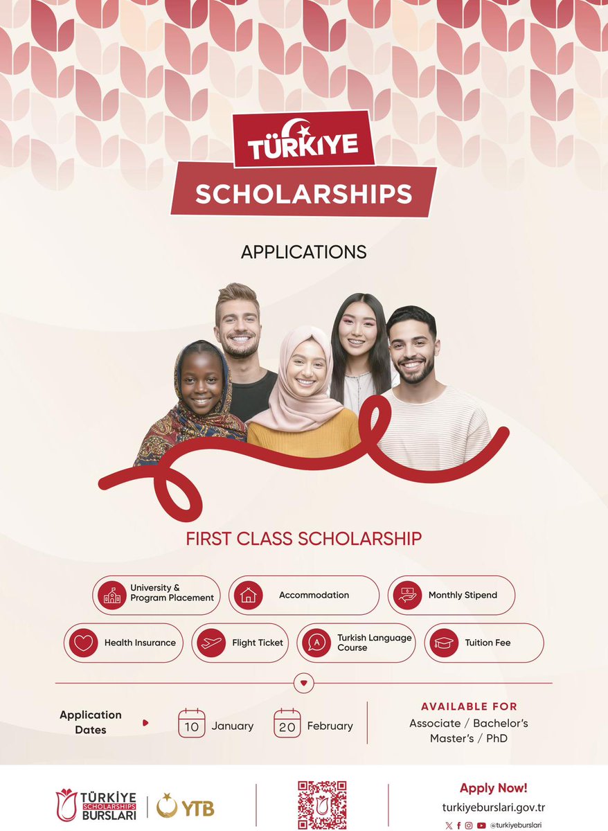 Tika_Senegal's tweet photo. Applications for Türkiye Scholarships 2026 are now open! 🎓
Apply for a fully funded, world-class education in Türkiye.
🗓️ Deadline: February 20
🔗 https://t.co/tvJK3HiTch

#TürkiyeScholarships #StudyInTürkiye #AimForHigher https://t.co/UckZxwQHX0